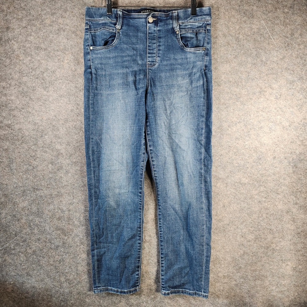 Liverpool Los Angeles The Slim Pull On Jeans Women 10 Medium Wash Denim FLAW